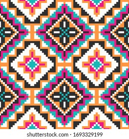 Patrón geométrico tribal de colores sin fisuras. Textura vectorial étnica.Ornamento tradicional.
