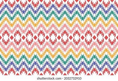 patrón geométrico tribal sin costuras colorido, textura vectorial étnica diseño de adorno tradicional