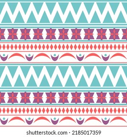 Patrón geométrico tribal de color sin fisuras. Textura vectorial de rayas étnicas.Ornamento tradicional. Patrón azteca. Fondo incomparable con un adorno geométrico.
