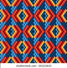 Tribal seamless colorful geometric pattern.