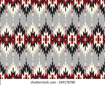 Tribal seamless colorful geometric pattern with indian arrows.