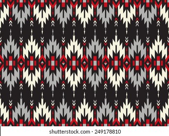 Tribal seamless colorful geometric pattern with indian arrows.