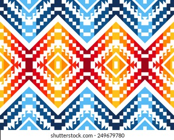 Tribal seamless colorful geometric pattern.