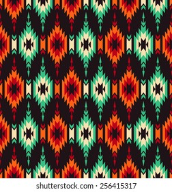 Tribal seamless colorful geometric pattern.