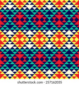 Tribal seamless colorful geometric pattern.