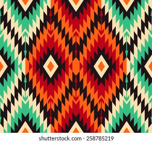 Tribal seamless colorful geometric pattern.