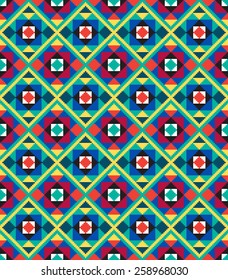 Tribal seamless colorful geometric pattern.