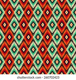 Tribal seamless colorful geometric pattern.