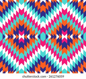 Tribal seamless colorful geometric pattern.