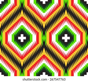 Tribal seamless colorful geometric pattern.