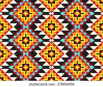 Tribal seamless colorful geometric pattern.