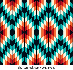 Tribal seamless colorful geometric pattern.