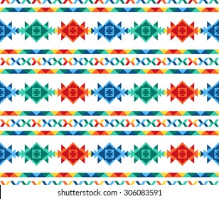 Tribal seamless colorful geometric pattern.