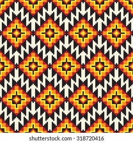 Tribal seamless colorful geometric pattern.