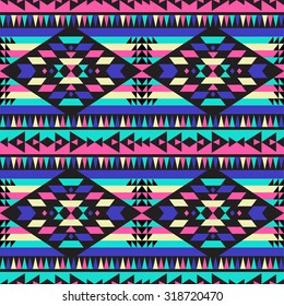 Tribal seamless colorful geometric pattern.