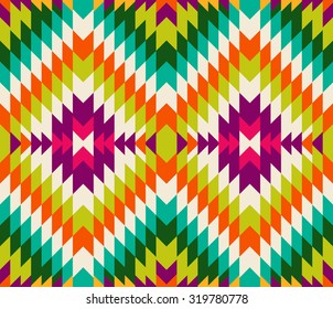 Tribal seamless colorful geometric pattern.