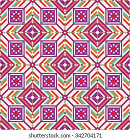 Tribal seamless colorful geometric pattern.