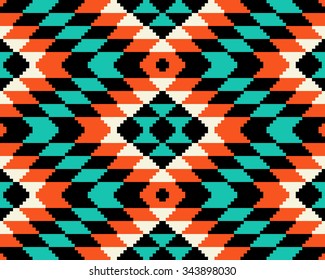 Tribal seamless colorful geometric pattern.