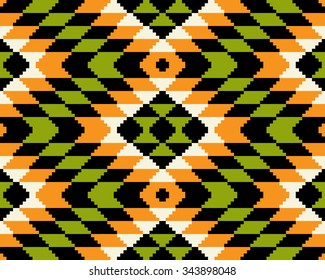 Tribal seamless colorful geometric pattern.