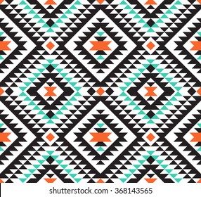 Tribal seamless colorful geometric pattern.