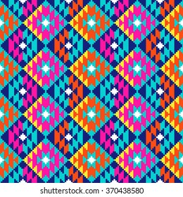 Tribal seamless colorful geometric pattern.