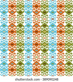 Tribal seamless colorful geometric pattern.