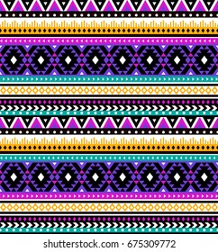 Tribal seamless colorful geometric pattern. Ethnic striped vector texture.Traditional ornament.