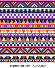 Tribal seamless colorful geometric pattern. Ethnic striped vector texture.Traditional ornament.