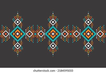 Tribal seamless colorful pattern. Aztec geometric print. American patterns. Abstract background with ethnic Aztec ornament. Design for background, wallpaper, Fabric, clothing, scarf, rugs. Boho motif.