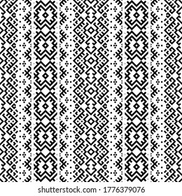Tribal seamless ethnic pattern illustration texture vector design in black white color