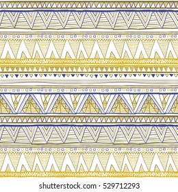 Tribal seamless geometric pattern, ethnic motifs in folk style, texture, background. yellow vector art
