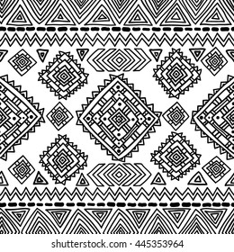 Tribal seamless geometric pattern, traditional ethnic motifs in folk style, texture, background.