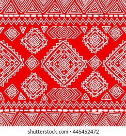 Tribal seamless geometric pattern, traditional ethnic motifs in folk style, texture, background.