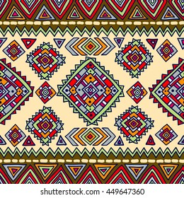 Tribal seamless geometric pattern, traditional ethnic motifs in folk style, texture, background.