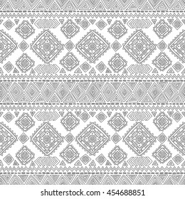 Tribal seamless geometric pattern, traditional ethnic motifs in folk style, texture, background.