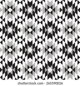 Tribal seamless grey black white geometric pattern.