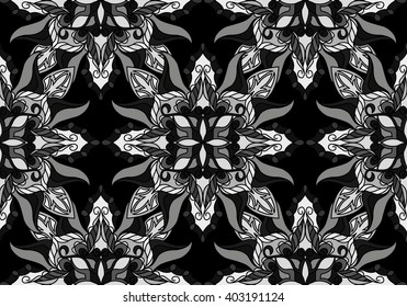 Tribal seamless image. Ethnic, fabric, motifs. Vector, Abstract Flower Mandala. Decorative elements for design. The religion of Islam. India, Gypsy, Arabic.