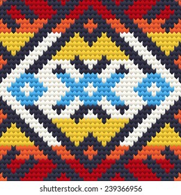 Tribal seamless knitted geometric wool pattern.