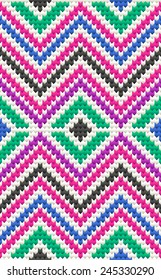 Tribal seamless knitted geometric zigzag wool pattern.