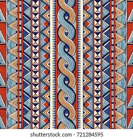 Tribal seamless ornament. Colorful abstract background in african style. Hand drawn vector illustration EPS 10.