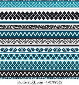 Tribal seamless pattern. Abstract background with ethnic ornament. Seamless background with different geometric shapes. Vector illustration