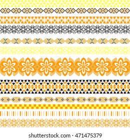 Tribal seamless pattern. Abstract background with ethnic ornament. Seamless background with different geometric shapes. Vector illustration