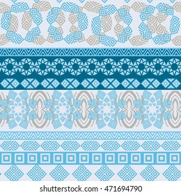 Tribal seamless pattern. Abstract background with ethnic ornament. Seamless background with different geometric shapes. Vector illustration