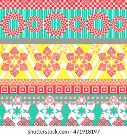 Tribal seamless pattern. Abstract background with ethnic ornament. Seamless background with different geometric shapes. Vector illustration