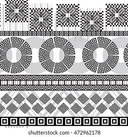 Tribal seamless pattern. Abstract background with ethnic ornament. Seamless background with different geometric shapes. Vector illustration