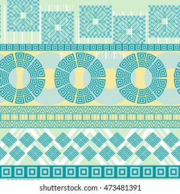 Tribal seamless pattern. Abstract background with ethnic ornament. Seamless background with different geometric shapes. Vector illustration