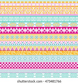 Tribal seamless pattern. Abstract background with ethnic ornament. Seamless background with different geometric shapes. Vector illustration