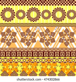 Tribal seamless pattern. Abstract background with ethnic ornament. Seamless background with different geometric shapes. Vector illustration