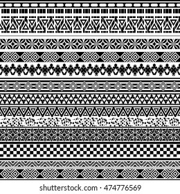 Tribal seamless pattern. Abstract background with ethnic ornament. Seamless background with different geometric shapes. Vector illustration