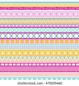 Tribal seamless pattern. Abstract background with ethnic ornament. Seamless background with different geometric shapes. Vector illustration